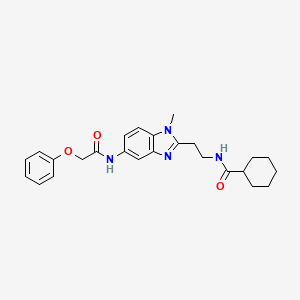 molecular formula C25H30N4O3 B4190604 N-(2-{1-methyl-5-[(phenoxyacetyl)amino]-1H-benzimidazol-2-yl}ethyl)cyclohexanecarboxamide 