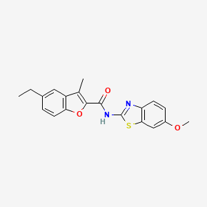 molecular formula C20H18N2O3S B4190619 5-ethyl-N-(6-methoxy-1,3-benzothiazol-2-yl)-3-methyl-1-benzofuran-2-carboxamide 