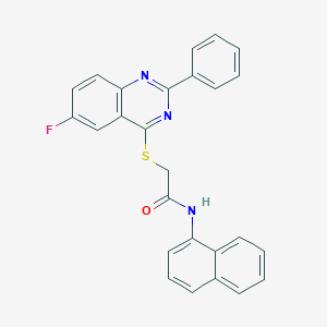 molecular formula C26H18FN3OS B419062 2-[(6-fluoro-2-phenyl-4-quinazolinyl)sulfanyl]-N-(1-naphthyl)acetamide 
