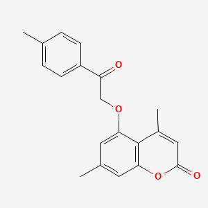 molecular formula C20H18O4 B4190621 4,7-dimethyl-5-[2-(4-methylphenyl)-2-oxoethoxy]-2H-chromen-2-one 