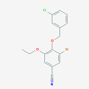molecular formula C16H13BrClNO2 B4190632 3-bromo-4-[(3-chlorobenzyl)oxy]-5-ethoxybenzonitrile 