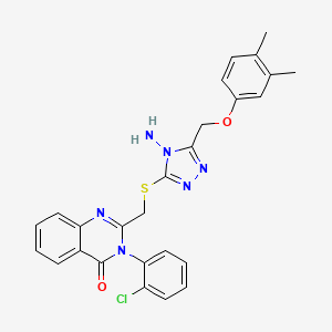 molecular formula C26H23ClN6O2S B4190634 2-[({4-amino-5-[(3,4-dimethylphenoxy)methyl]-4H-1,2,4-triazol-3-yl}thio)methyl]-3-(2-chlorophenyl)-4(3H)-quinazolinone 