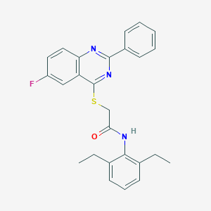 molecular formula C26H24FN3OS B419064 N-(2,6-diethylphenyl)-2-[(6-fluoro-2-phenyl-4-quinazolinyl)sulfanyl]acetamide 