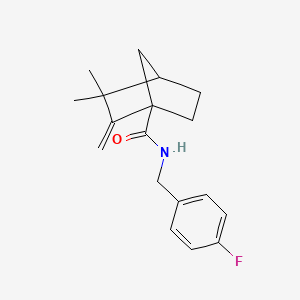 molecular formula C18H22FNO B4190644 N-(4-fluorobenzyl)-3,3-dimethyl-2-methylenebicyclo[2.2.1]heptane-1-carboxamide 