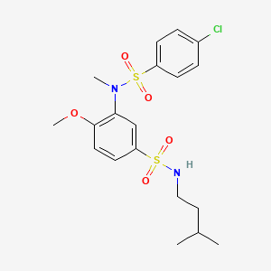 molecular formula C19H25ClN2O5S2 B4190646 3-[[(4-chlorophenyl)sulfonyl](methyl)amino]-4-methoxy-N-(3-methylbutyl)benzenesulfonamide 