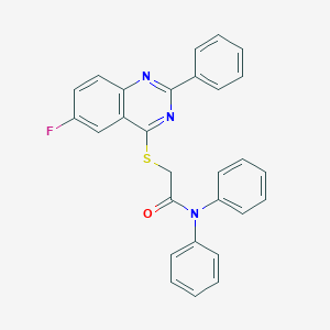 molecular formula C28H20FN3OS B419065 2-[(6-fluoro-2-phenyl-4-quinazolinyl)sulfanyl]-N,N-diphenylacetamide 