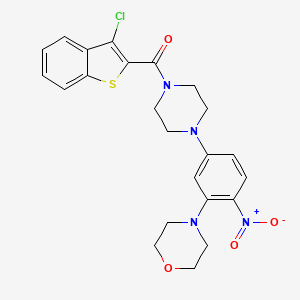molecular formula C23H23ClN4O4S B4190659 4-(5-{4-[(3-chloro-1-benzothien-2-yl)carbonyl]-1-piperazinyl}-2-nitrophenyl)morpholine 