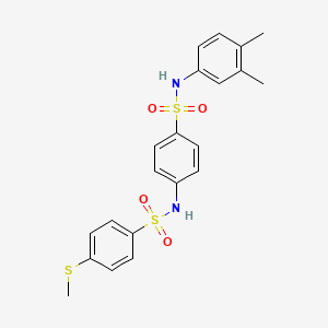 molecular formula C21H22N2O4S3 B4190682 N-(4-{[(3,4-dimethylphenyl)amino]sulfonyl}phenyl)-4-(methylthio)benzenesulfonamide 