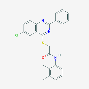 molecular formula C24H20ClN3OS B419069 2-[(6-chloro-2-phenyl-4-quinazolinyl)sulfanyl]-N-(2,3-dimethylphenyl)acetamide 