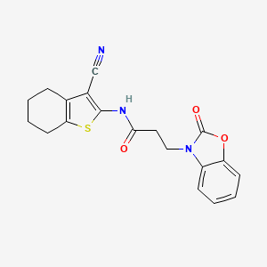 molecular formula C19H17N3O3S B4190692 N-(3-cyano-4,5,6,7-tetrahydro-1-benzothien-2-yl)-3-(2-oxo-1,3-benzoxazol-3(2H)-yl)propanamide 