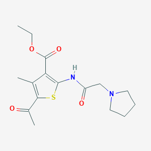 molecular formula C16H22N2O4S B4190706 ethyl 5-acetyl-4-methyl-2-[(1-pyrrolidinylacetyl)amino]-3-thiophenecarboxylate 