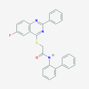 molecular formula C28H20FN3OS B419071 N-[1,1'-biphenyl]-2-yl-2-[(6-fluoro-2-phenyl-4-quinazolinyl)sulfanyl]acetamide 
