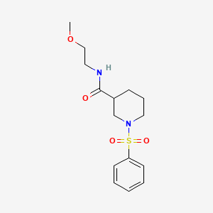 molecular formula C15H22N2O4S B4190740 N-(2-methoxyethyl)-1-(phenylsulfonyl)-3-piperidinecarboxamide 