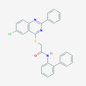 molecular formula C28H20ClN3OS B419075 N-[1,1'-biphenyl]-2-yl-2-[(6-chloro-2-phenyl-4-quinazolinyl)sulfanyl]acetamide 