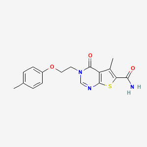 molecular formula C17H17N3O3S B4190785 5-methyl-3-[2-(4-methylphenoxy)ethyl]-4-oxo-3,4-dihydrothieno[2,3-d]pyrimidine-6-carboxamide 