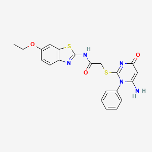 molecular formula C21H19N5O3S2 B4190792 2-[(6-amino-4-oxo-1-phenyl-1,4-dihydro-2-pyrimidinyl)thio]-N-(6-ethoxy-1,3-benzothiazol-2-yl)acetamide 