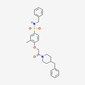 molecular formula C28H32N2O4S B4190799 N-benzyl-4-[2-(4-benzyl-1-piperidinyl)-2-oxoethoxy]-3-methylbenzenesulfonamide 