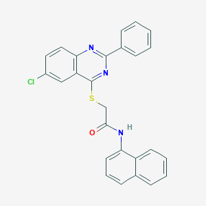 molecular formula C26H18ClN3OS B419080 2-[(6-chloro-2-phenyl-4-quinazolinyl)sulfanyl]-N-(1-naphthyl)acetamide 