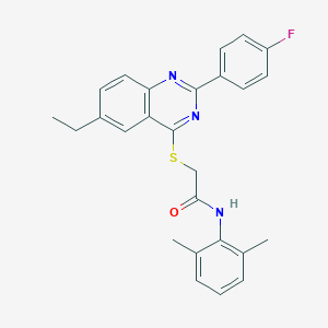 molecular formula C26H24FN3OS B419082 N-(2,6-dimethylphenyl)-2-{[6-ethyl-2-(4-fluorophenyl)-4-quinazolinyl]sulfanyl}acetamide 