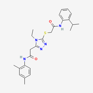 molecular formula C25H31N5O2S B4190821 2-[(5-{2-[(2,4-dimethylphenyl)amino]-2-oxoethyl}-4-ethyl-4H-1,2,4-triazol-3-yl)thio]-N-(2-isopropylphenyl)acetamide 