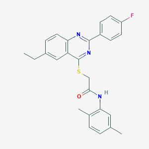 molecular formula C26H24FN3OS B419084 N-(2,5-dimethylphenyl)-2-{[6-ethyl-2-(4-fluorophenyl)-4-quinazolinyl]sulfanyl}acetamide 