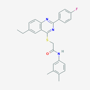 N-(3,4-dimethylphenyl)-2-{[6-ethyl-2-(4-fluorophenyl)-4-quinazolinyl]sulfanyl}acetamide