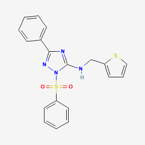 molecular formula C19H16N4O2S2 B4190875 3-phenyl-1-(phenylsulfonyl)-N-(2-thienylmethyl)-1H-1,2,4-triazol-5-amine 