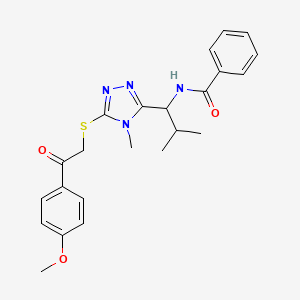 molecular formula C23H26N4O3S B4190881 N-[1-(5-{[2-(4-methoxyphenyl)-2-oxoethyl]thio}-4-methyl-4H-1,2,4-triazol-3-yl)-2-methylpropyl]benzamide 