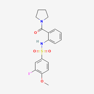 molecular formula C18H19IN2O4S B4190895 3-iodo-4-methoxy-N-[2-(1-pyrrolidinylcarbonyl)phenyl]benzenesulfonamide 