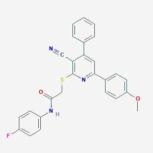 2-[3-cyano-6-(4-methoxyphenyl)-4-phenylpyridin-2-yl]sulfanyl-N-(4-fluorophenyl)acetamide