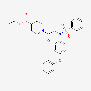 molecular formula C28H30N2O6S B4190917 ethyl 1-[N-(4-phenoxyphenyl)-N-(phenylsulfonyl)glycyl]-4-piperidinecarboxylate 