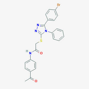 molecular formula C24H19BrN4O2S B419094 N-(4-acetylphenyl)-2-{[5-(4-bromophenyl)-4-phenyl-4H-1,2,4-triazol-3-yl]sulfanyl}acetamide 