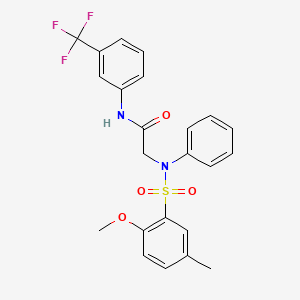 molecular formula C23H21F3N2O4S B4190953 N~2~-[(2-methoxy-5-methylphenyl)sulfonyl]-N~2~-phenyl-N~1~-[3-(trifluoromethyl)phenyl]glycinamide 