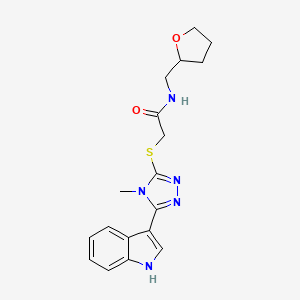 molecular formula C18H21N5O2S B4190986 2-{[5-(1H-indol-3-yl)-4-methyl-4H-1,2,4-triazol-3-yl]thio}-N-(tetrahydro-2-furanylmethyl)acetamide 