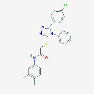 molecular formula C24H21ClN4OS B419099 2-{[5-(4-chlorophenyl)-4-phenyl-4H-1,2,4-triazol-3-yl]sulfanyl}-N-(3,4-dimethylphenyl)acetamide CAS No. 332946-43-7