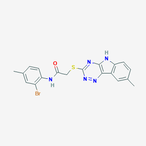 molecular formula C19H16BrN5OS B419100 N-(2-bromo-4-methylphenyl)-2-[(8-methyl-5H-[1,2,4]triazino[5,6-b]indol-3-yl)sulfanyl]acetamide 