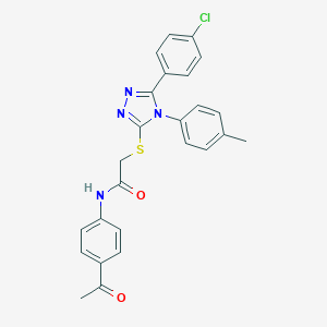 molecular formula C25H21ClN4O2S B419104 N-(4-acetylphenyl)-2-{[5-(4-chlorophenyl)-4-(4-methylphenyl)-4H-1,2,4-triazol-3-yl]sulfanyl}acetamide 