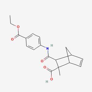 molecular formula C19H21NO5 B4191045 3-({[4-(ethoxycarbonyl)phenyl]amino}carbonyl)-2-methylbicyclo[2.2.1]hept-5-ene-2-carboxylic acid 