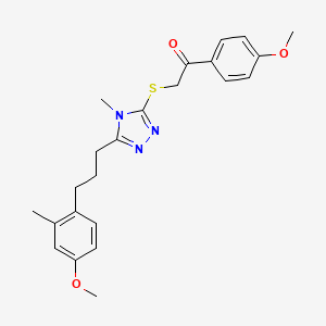 molecular formula C23H27N3O3S B4191046 2-({5-[3-(4-methoxy-2-methylphenyl)propyl]-4-methyl-4H-1,2,4-triazol-3-yl}thio)-1-(4-methoxyphenyl)ethanone 
