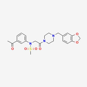 molecular formula C23H27N3O6S B4191049 N-(3-acetylphenyl)-N-{2-[4-(1,3-benzodioxol-5-ylmethyl)-1-piperazinyl]-2-oxoethyl}methanesulfonamide 