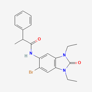 molecular formula C20H22BrN3O2 B4191063 N-(6-bromo-1,3-diethyl-2-oxo-2,3-dihydro-1H-benzimidazol-5-yl)-2-phenylpropanamide 