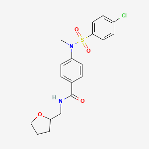 molecular formula C19H21ClN2O4S B4191126 4-[[(4-chlorophenyl)sulfonyl](methyl)amino]-N-(tetrahydro-2-furanylmethyl)benzamide 