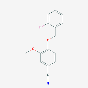 molecular formula C15H12FNO2 B4191152 4-[(2-fluorobenzyl)oxy]-3-methoxybenzonitrile 
