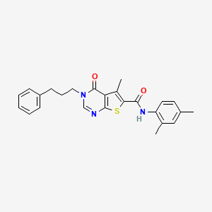 molecular formula C25H25N3O2S B4191171 N-(2,4-dimethylphenyl)-5-methyl-4-oxo-3-(3-phenylpropyl)-3,4-dihydrothieno[2,3-d]pyrimidine-6-carboxamide 