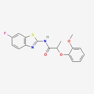molecular formula C17H15FN2O3S B4191176 N-(6-fluoro-1,3-benzothiazol-2-yl)-2-(2-methoxyphenoxy)propanamide 