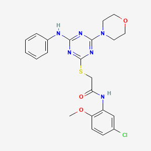 molecular formula C22H23ClN6O3S B4191184 2-{[4-anilino-6-(4-morpholinyl)-1,3,5-triazin-2-yl]thio}-N-(5-chloro-2-methoxyphenyl)acetamide 