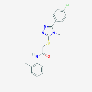 molecular formula C19H19ClN4OS B419119 2-{[5-(4-chlorophenyl)-4-methyl-4H-1,2,4-triazol-3-yl]sulfanyl}-N-(2,4-dimethylphenyl)acetamide 