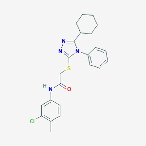 molecular formula C23H25ClN4OS B419120 N-(3-chloro-4-methylphenyl)-2-[(5-cyclohexyl-4-phenyl-4H-1,2,4-triazol-3-yl)sulfanyl]acetamide 