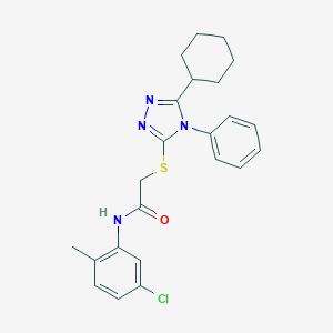 molecular formula C23H25ClN4OS B419121 N-(5-chloro-2-methylphenyl)-2-[(5-cyclohexyl-4-phenyl-4H-1,2,4-triazol-3-yl)sulfanyl]acetamide 