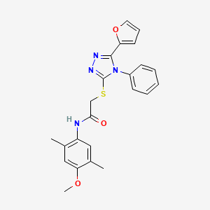 molecular formula C23H22N4O3S B4191214 2-{[5-(2-furyl)-4-phenyl-4H-1,2,4-triazol-3-yl]thio}-N-(4-methoxy-2,5-dimethylphenyl)acetamide 